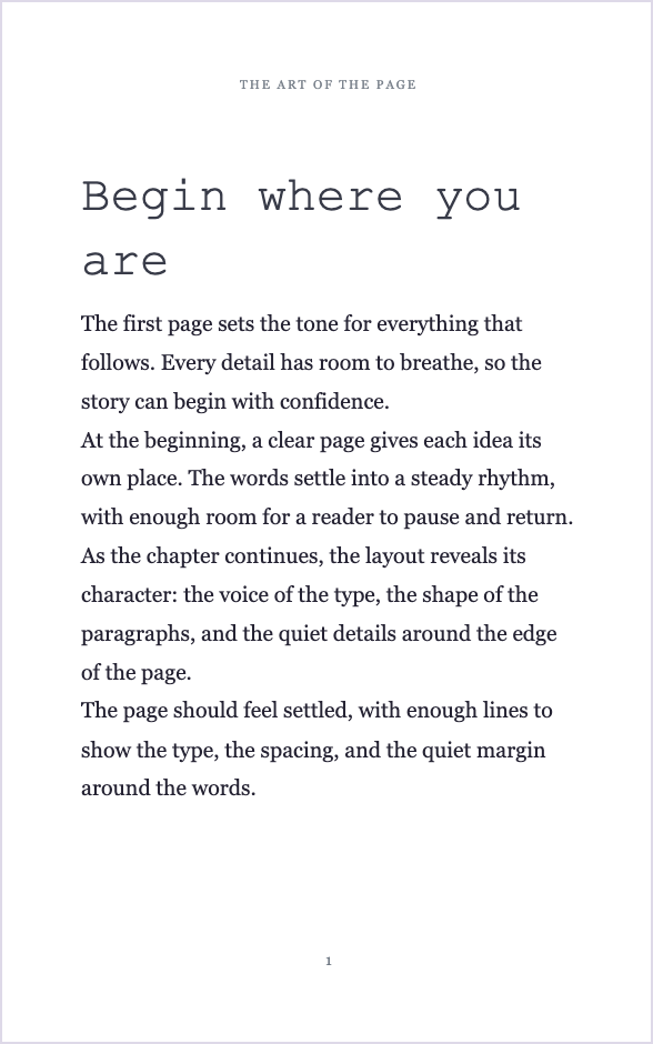 Typewritten template preview
